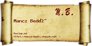 Mancz Bedő névjegykártya